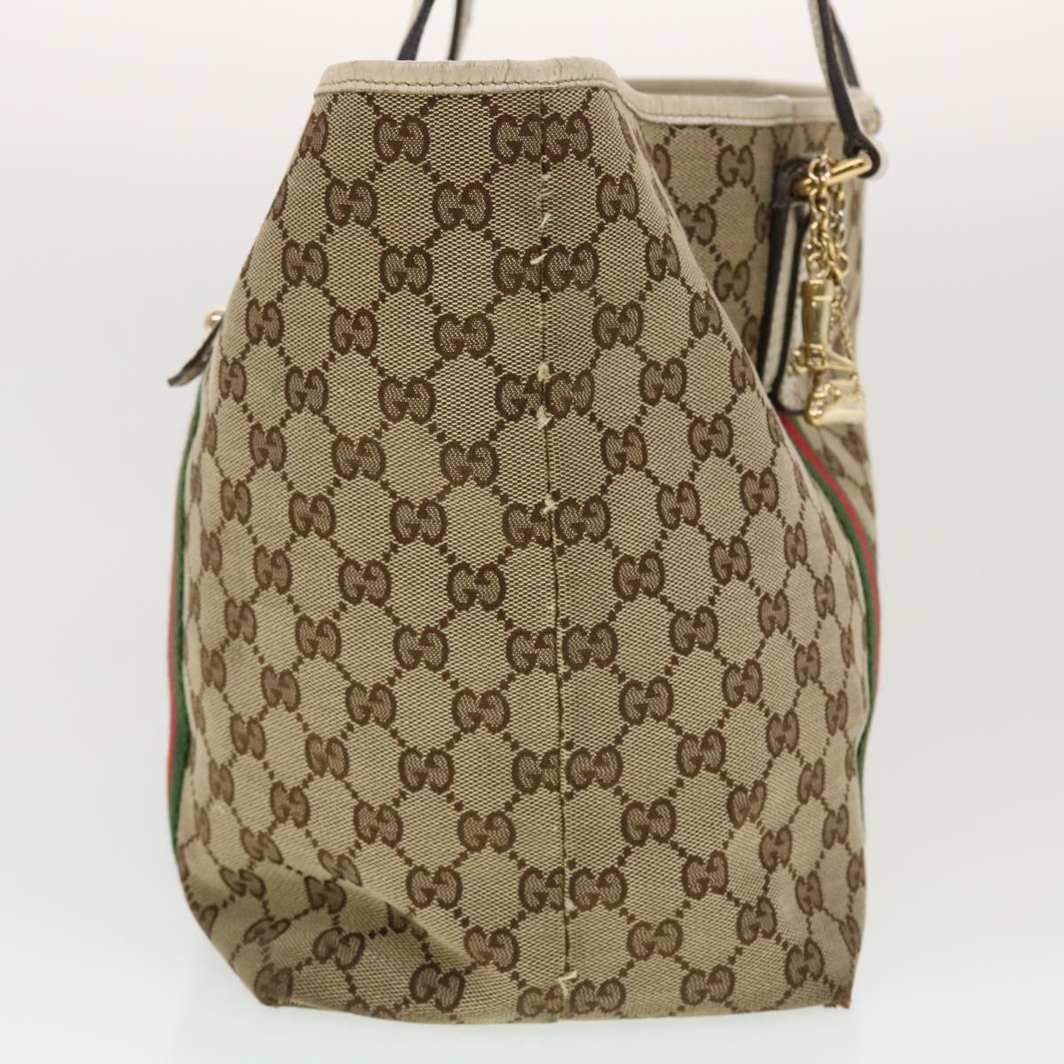GUCCI GG Canvas Web Sherry Line Tote Bag Beige Green Red 139260 tb669