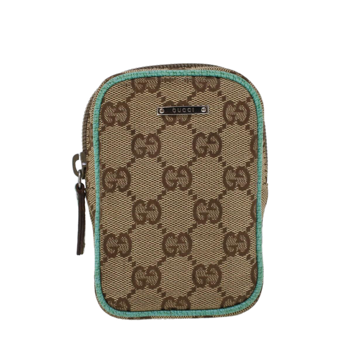 GUCCI GG Canvas Cigarette Case Beige Light Blue 115249 tb678