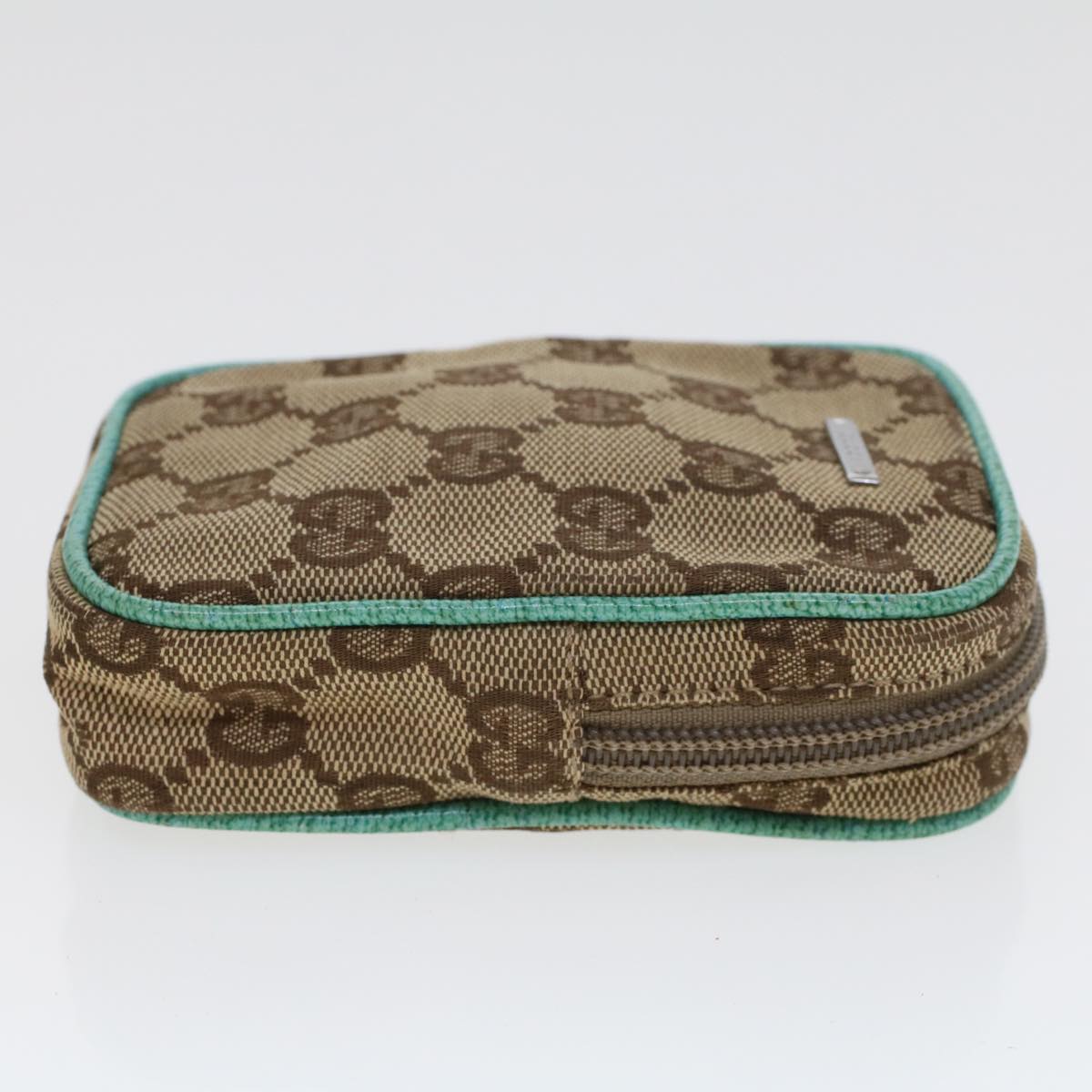 GUCCI GG Canvas Cigarette Case Beige Light Blue 115249 tb678