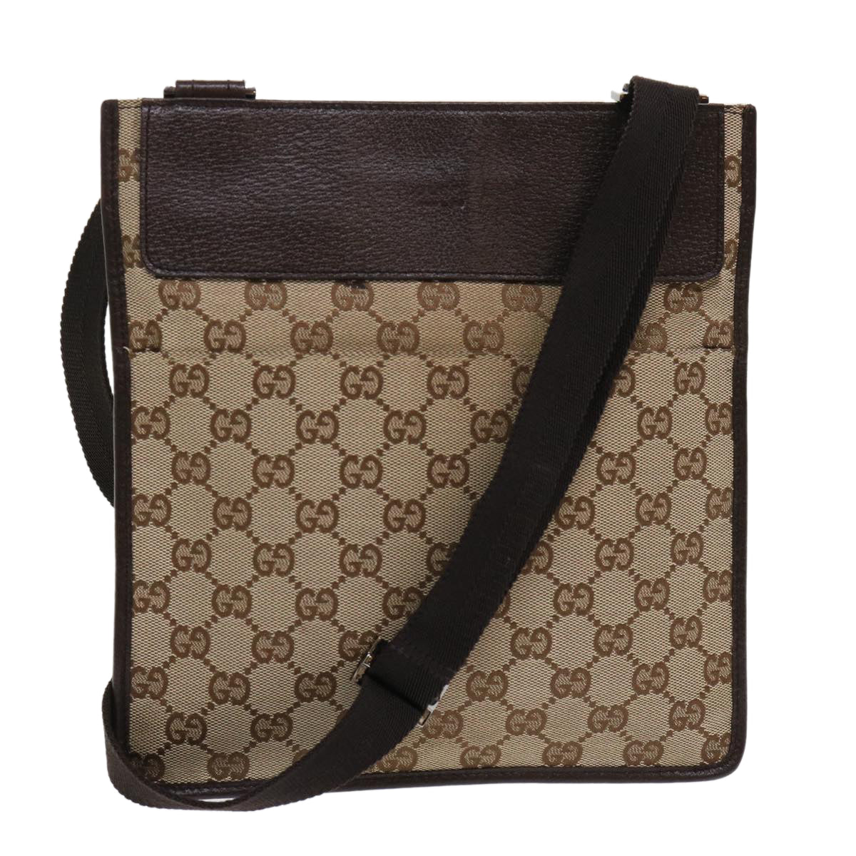 GUCCI GG Canvas Shoulder Bag Leather Beige 27639 tb691