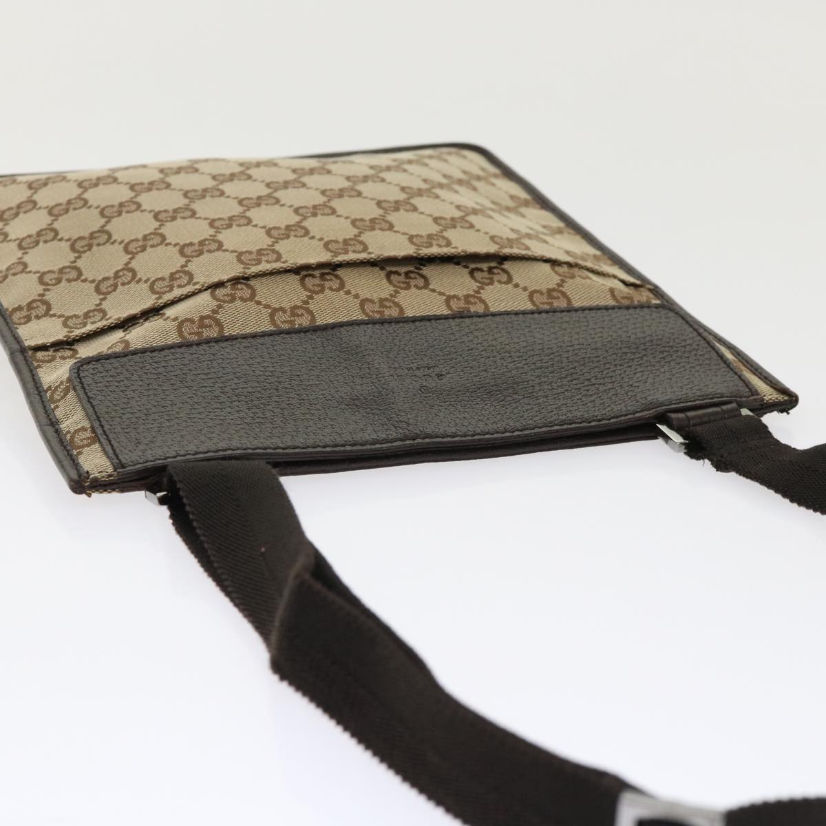 GUCCI GG Canvas Shoulder Bag Leather Beige 27639 tb691