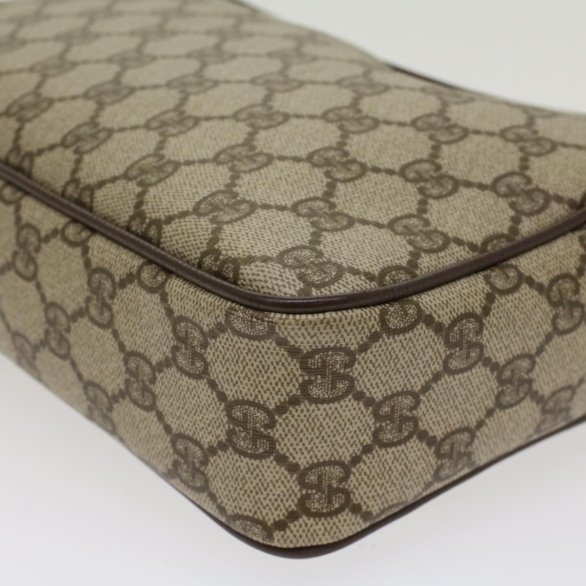 GUCCI GG Canvas Clutch Bag PVC Leather Beige tb707