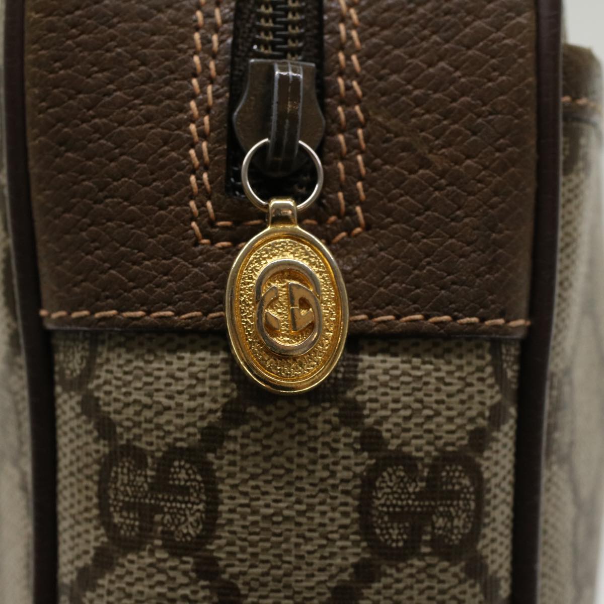 GUCCI GG Canvas Clutch Bag PVC Leather Beige tb707