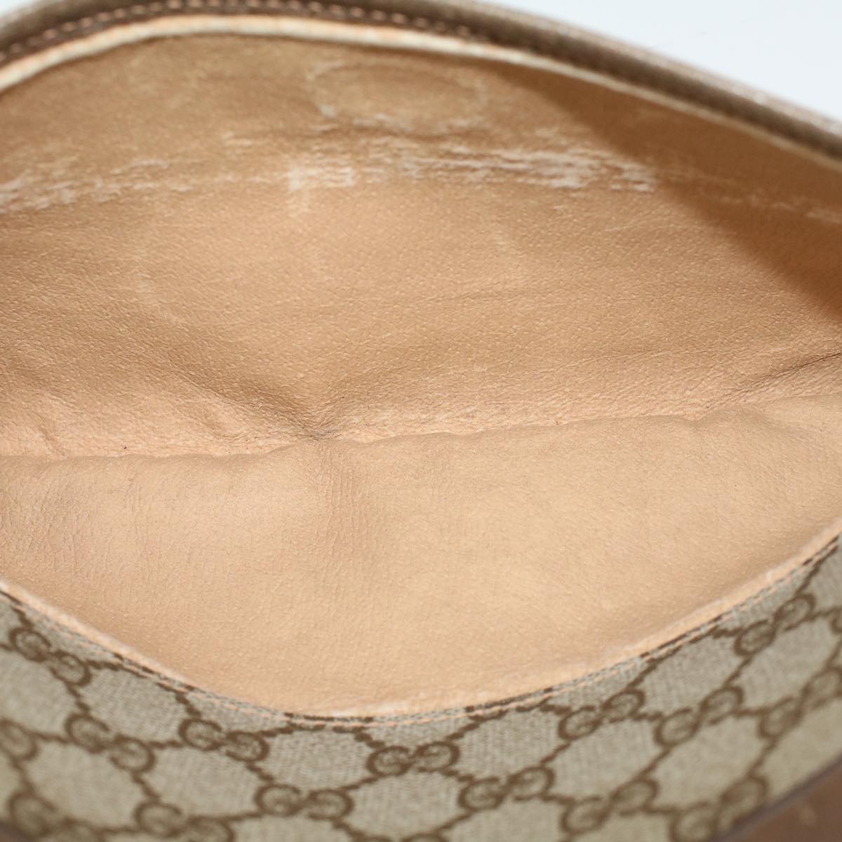 GUCCI GG Canvas Clutch Bag PVC Leather Beige tb707