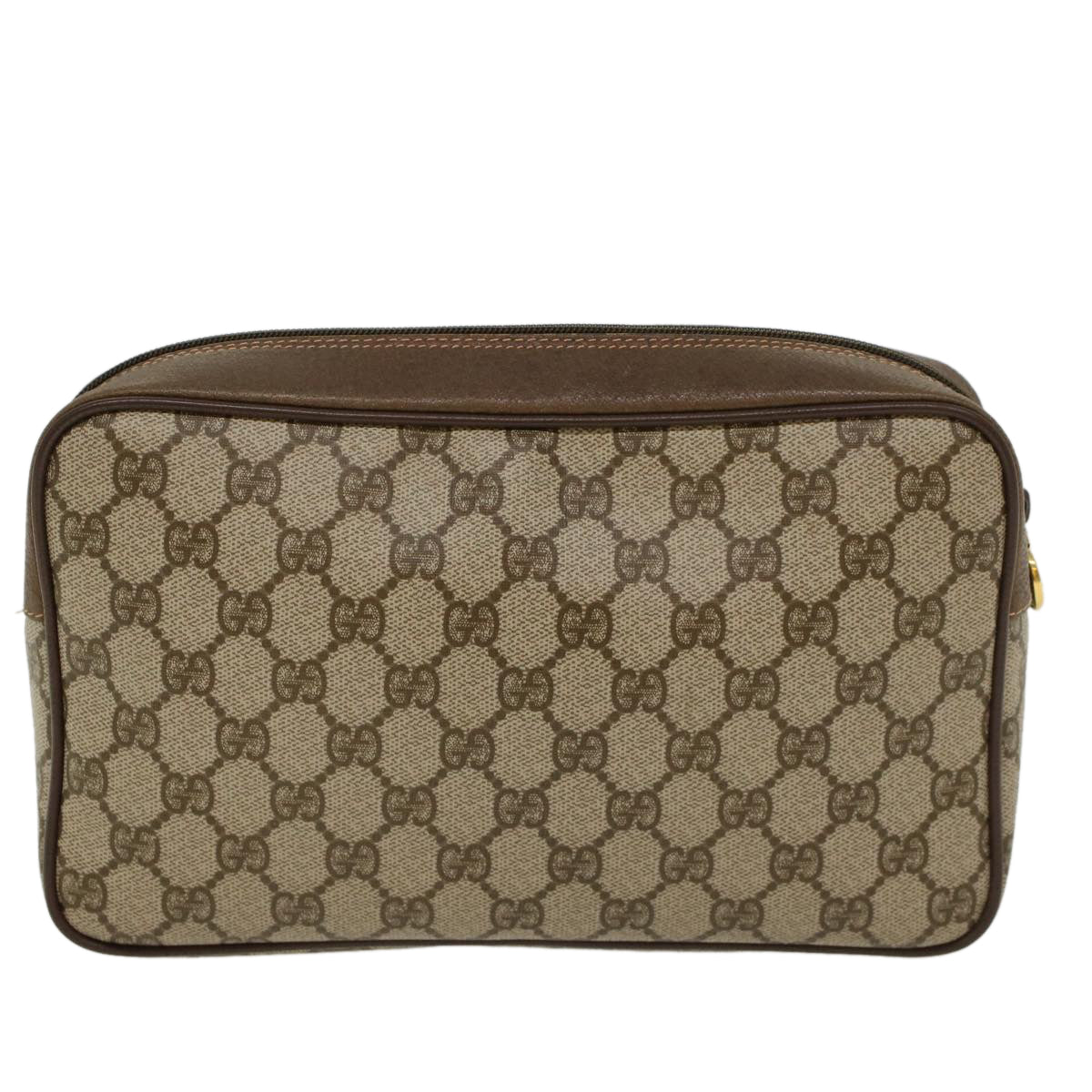 GUCCI GG Canvas Clutch Bag PVC Leather Beige tb707