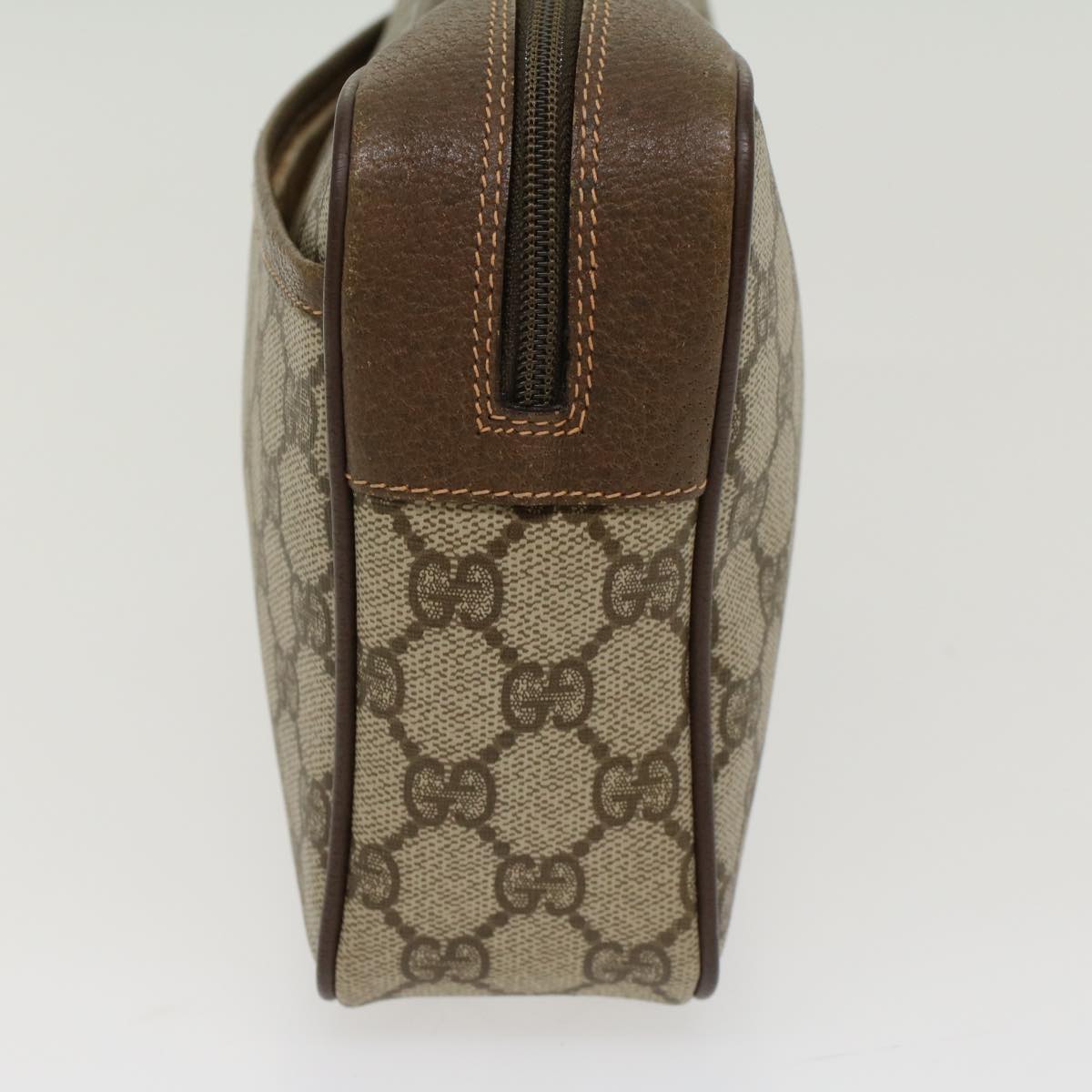 GUCCI GG Canvas Clutch Bag PVC Leather Beige tb707