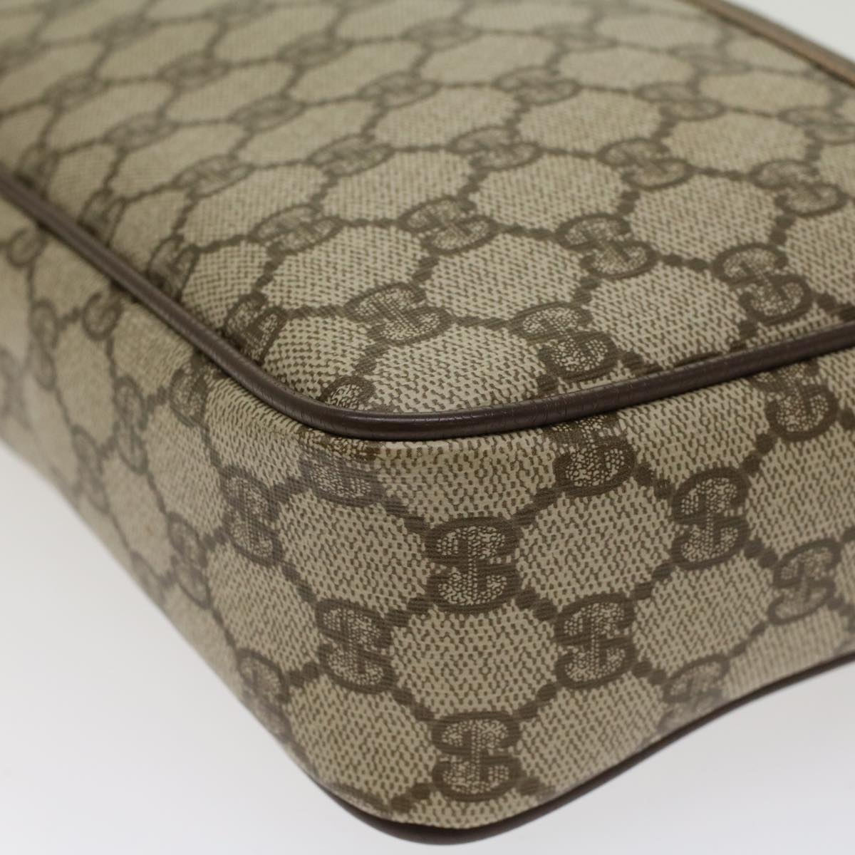 GUCCI GG Canvas Clutch Bag PVC Leather Beige tb707
