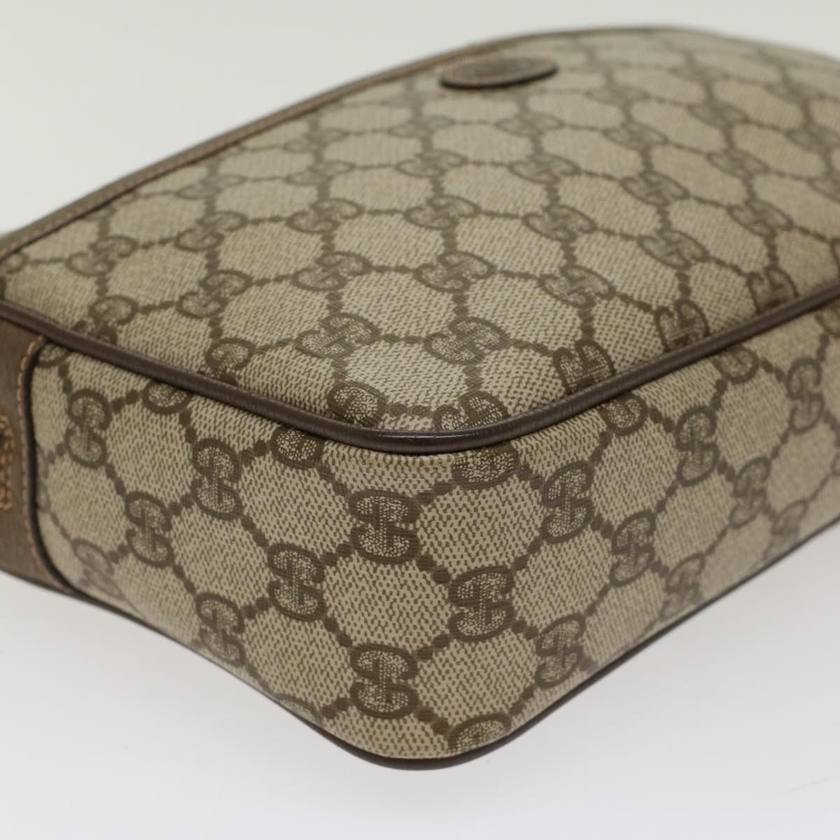 GUCCI GG Canvas Clutch Bag PVC Leather Beige tb707