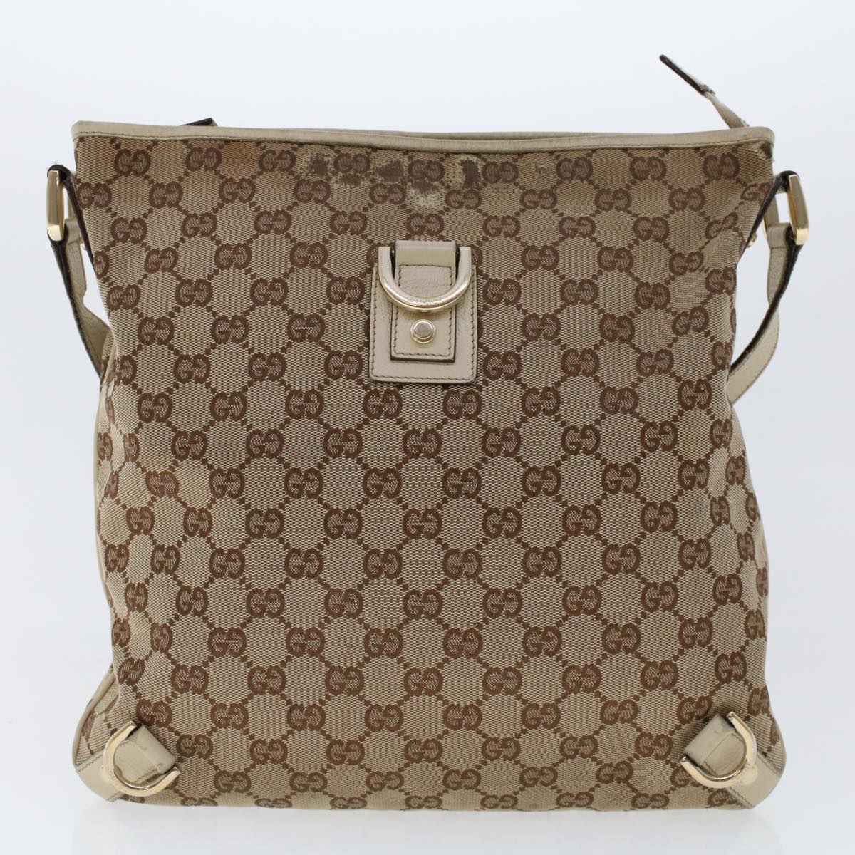GUCCI GG Canvas Shoulder Bag Leather 2Set Beige Black tb736