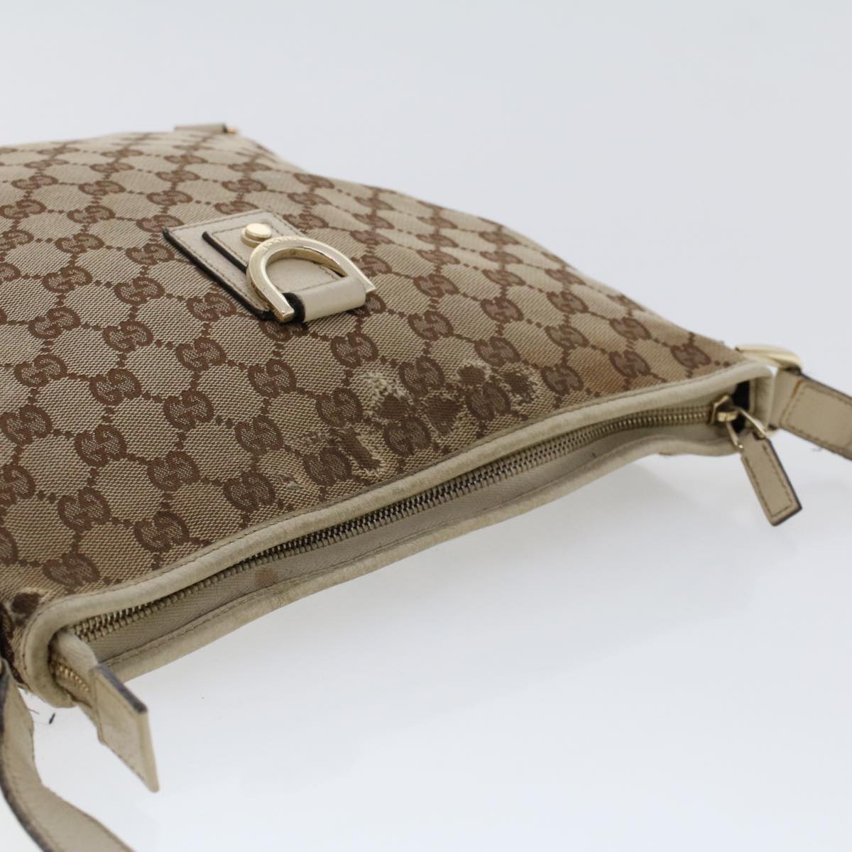 GUCCI GG Canvas Shoulder Bag Leather 2Set Beige Black tb736