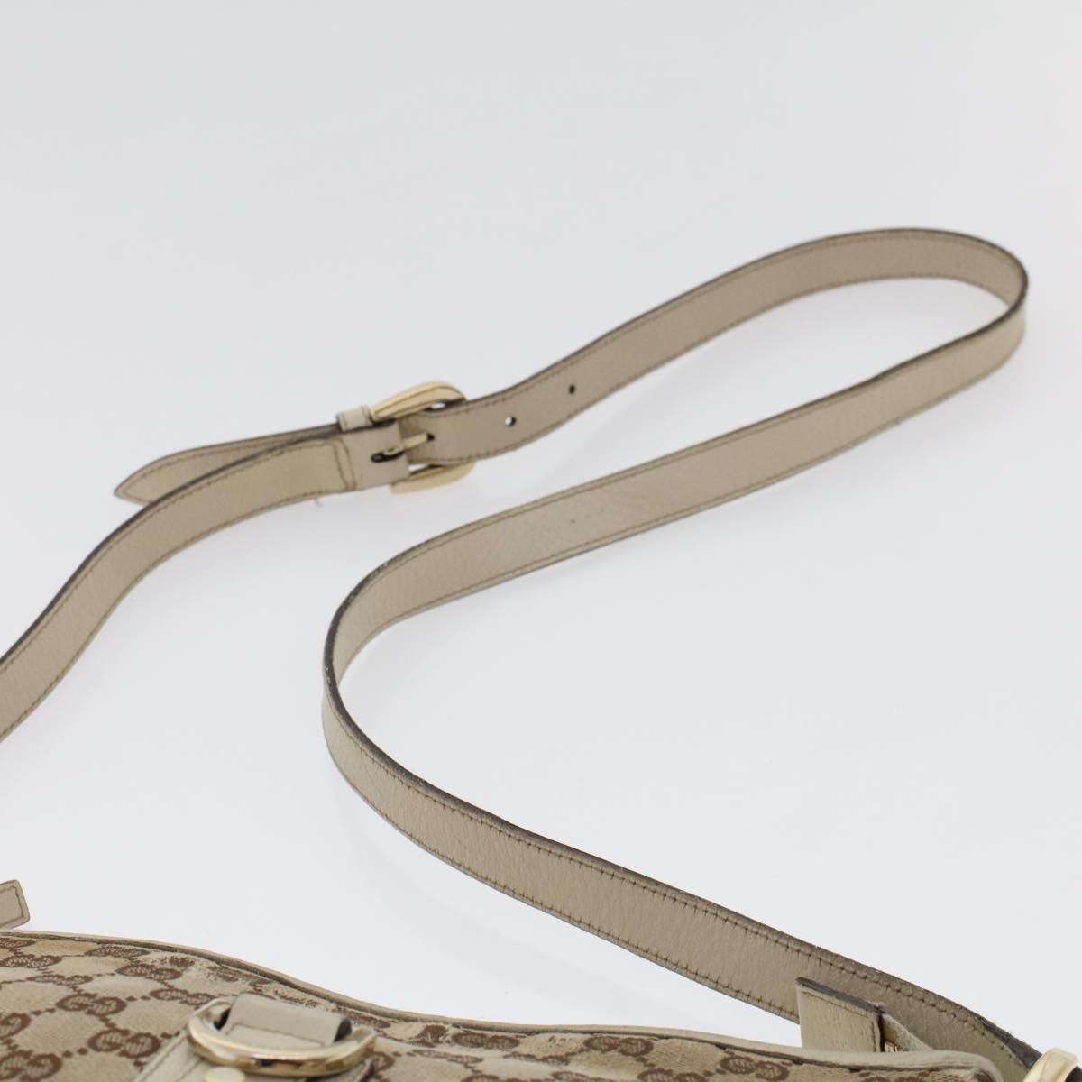 GUCCI GG Canvas Shoulder Bag Leather 2Set Beige Black tb736