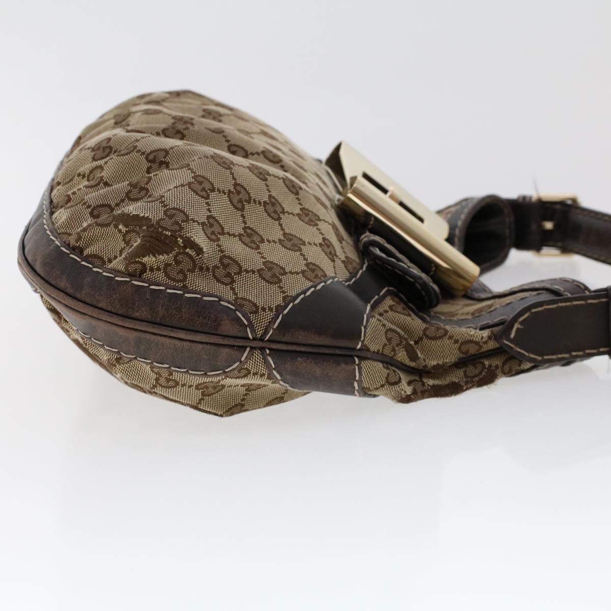GUCCI GG Canvas Shoulder Bag Leather 2Set Beige Black tb736