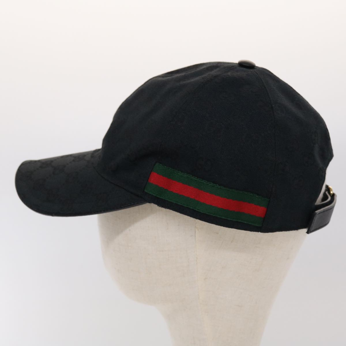 GUCCI GG Canvas Web Sherry Line Cap XL Black Red Green 200035 tb739