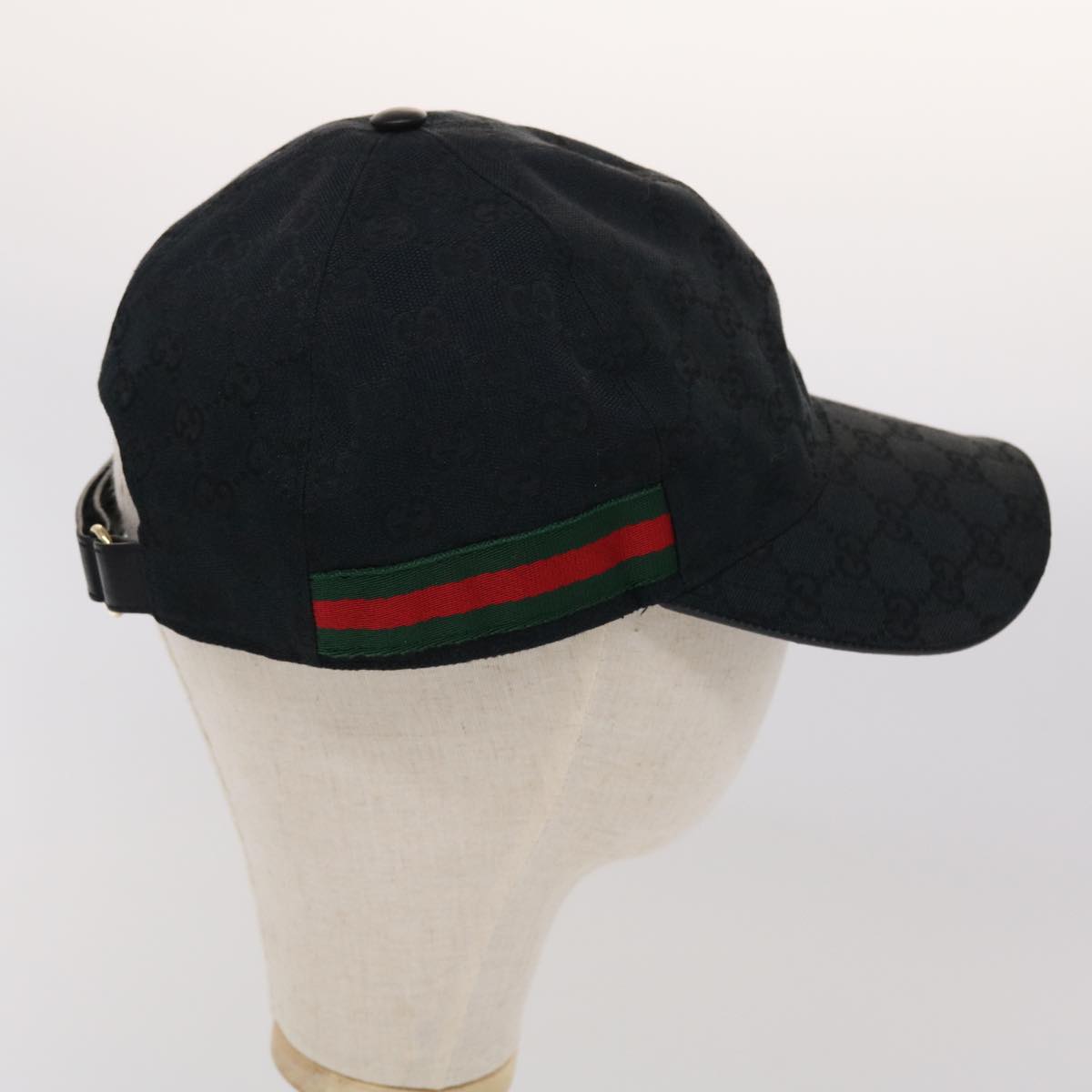 GUCCI GG Canvas Web Sherry Line Cap XL Black Red Green 200035 tb739