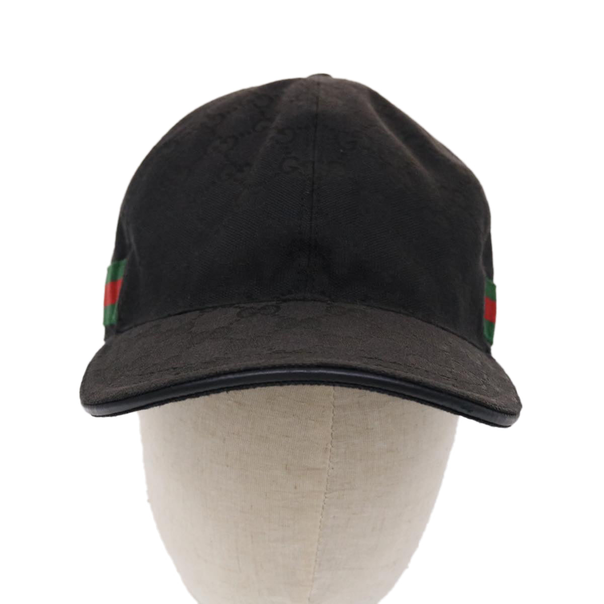 GUCCI GG Canvas Web Sherry Line Cap XL Black Red Green 200035 tb740