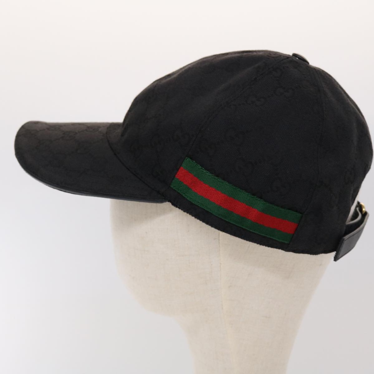 GUCCI GG Canvas Web Sherry Line Cap XL Black Red Green 200035 tb740