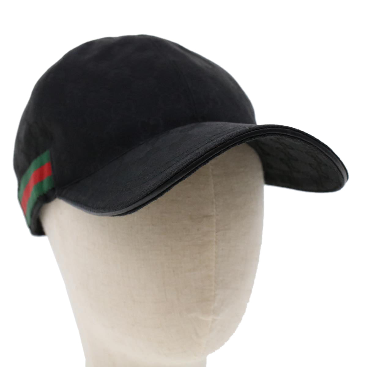 GUCCI GG Canvas Web Sherry Line Cap M Black Green Red 200035 tb743