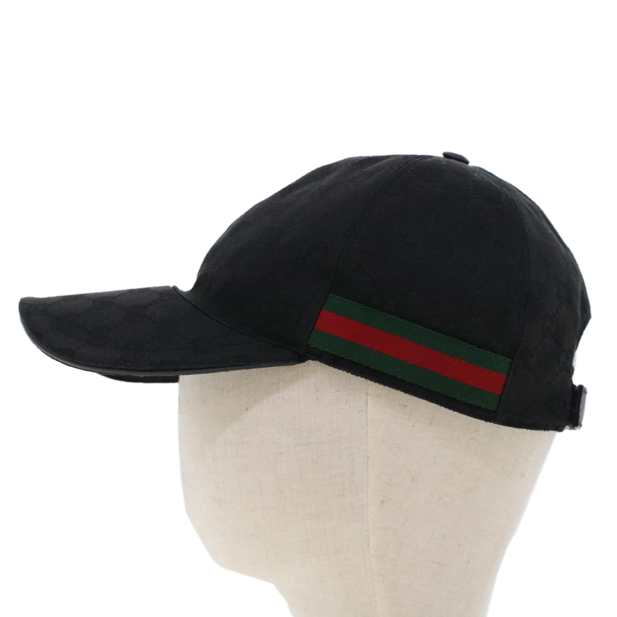 GUCCI GG Canvas Web Sherry Line Cap M Black Green Red 200035 tb743