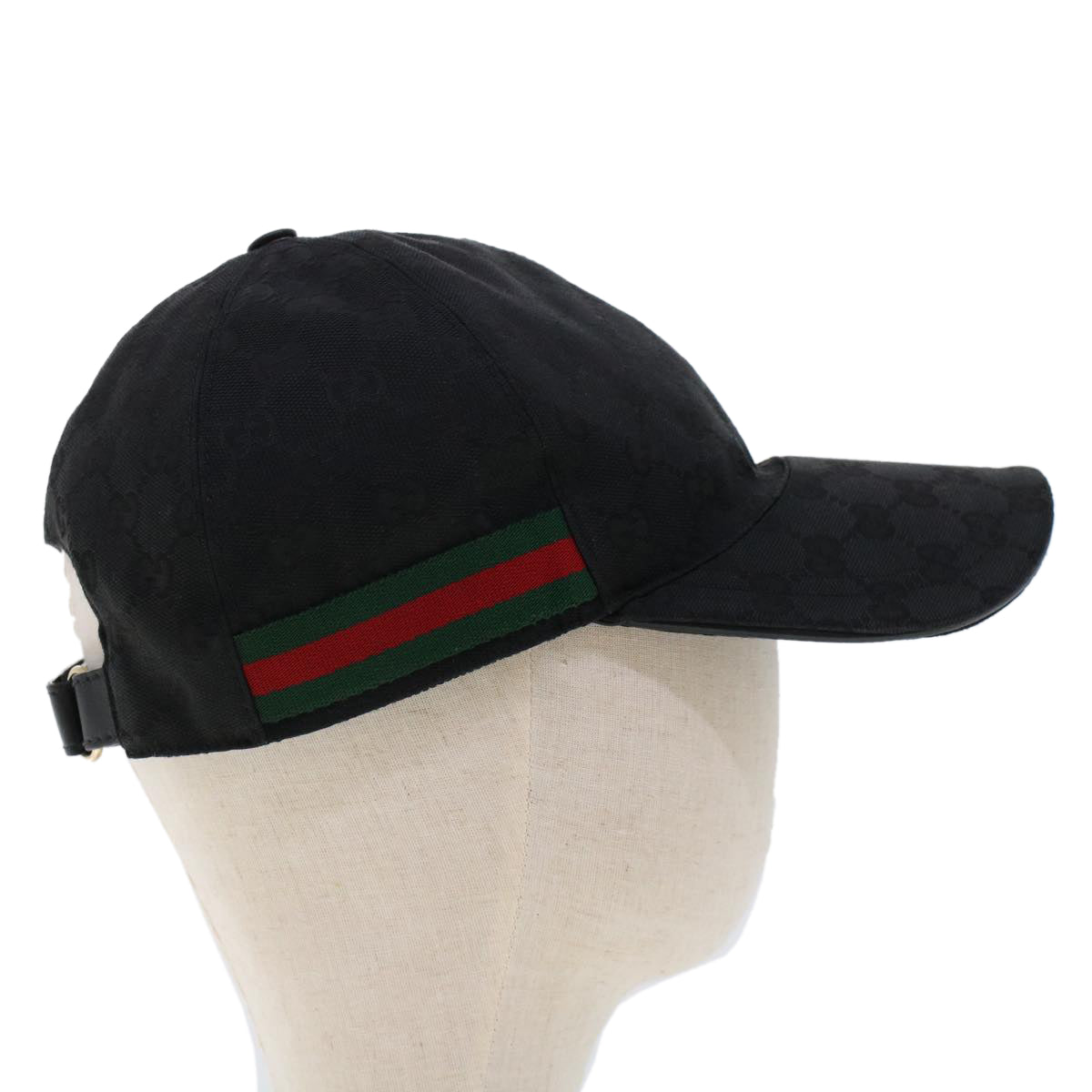 GUCCI GG Canvas Web Sherry Line Cap M Black Green Red 200035 tb743