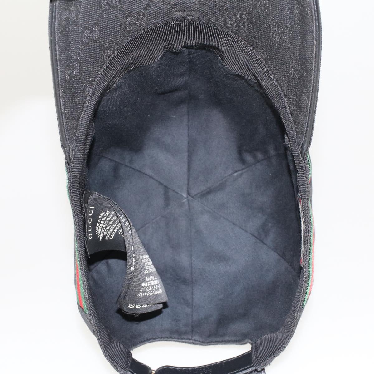 GUCCI GG Canvas Web Sherry Line Cap M Black Green Red 200035 tb743