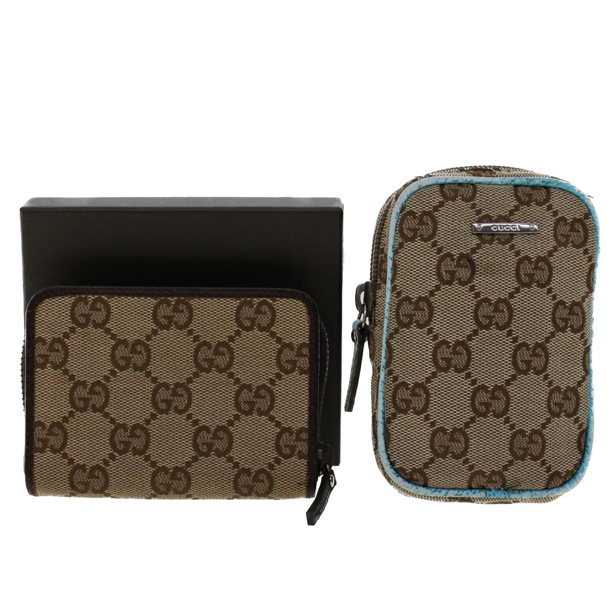 GUCCI GG Canvas Coin Purse Pouch 2Set Beige tb744