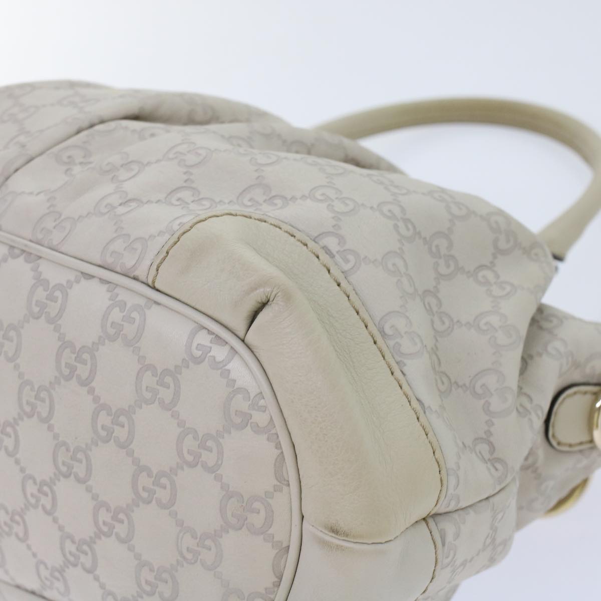 GUCCI GG Canvas Guccissima Sukey Hand Bag 2way White 247902 tb782