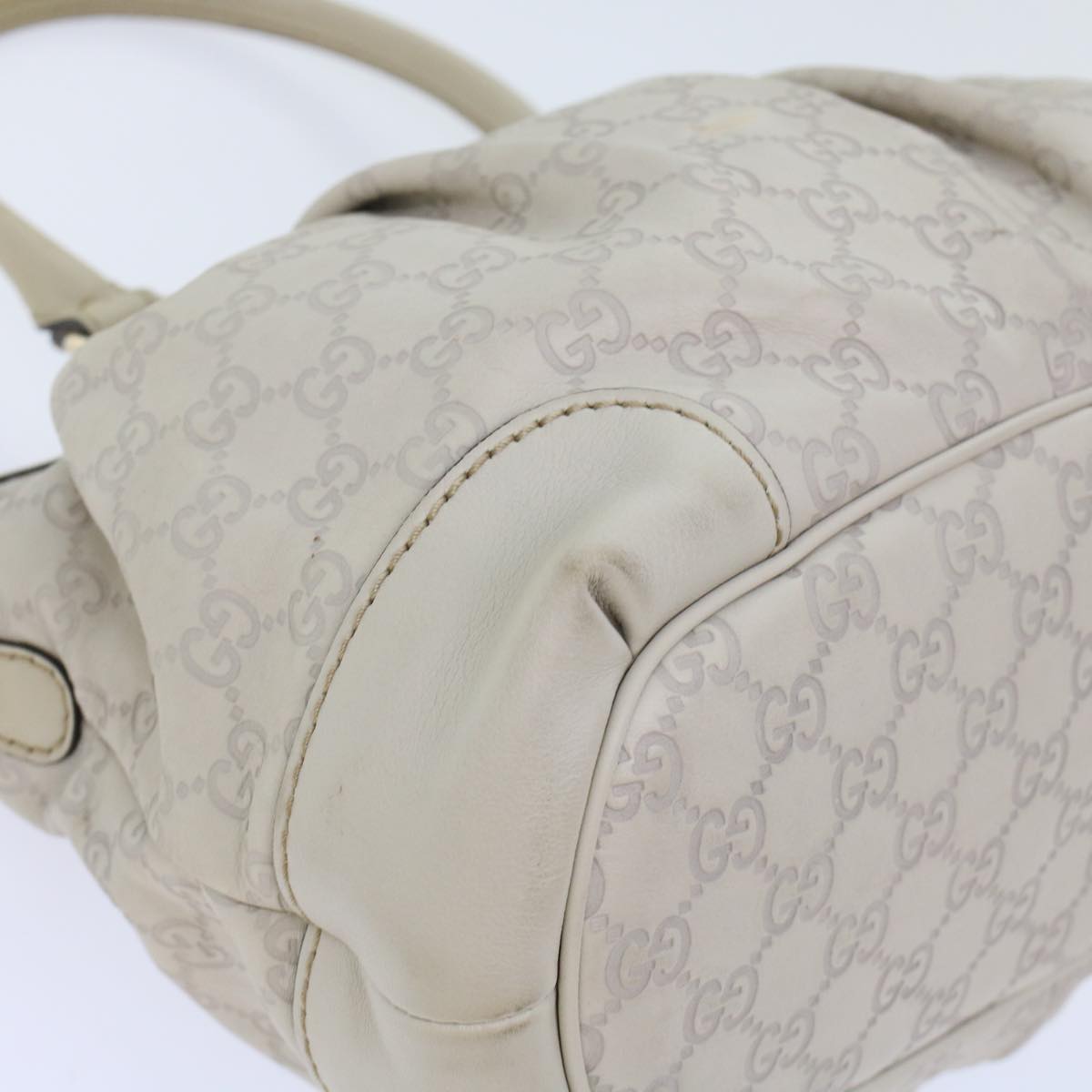 GUCCI GG Canvas Guccissima Sukey Hand Bag 2way White 247902 tb782