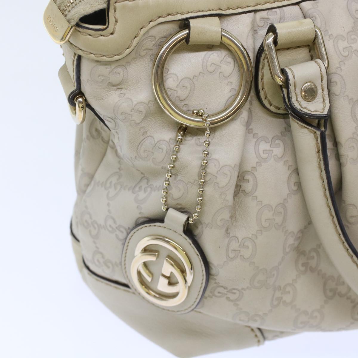 GUCCI GG Canvas Guccissima Sukey Hand Bag 2way White 247902 tb782