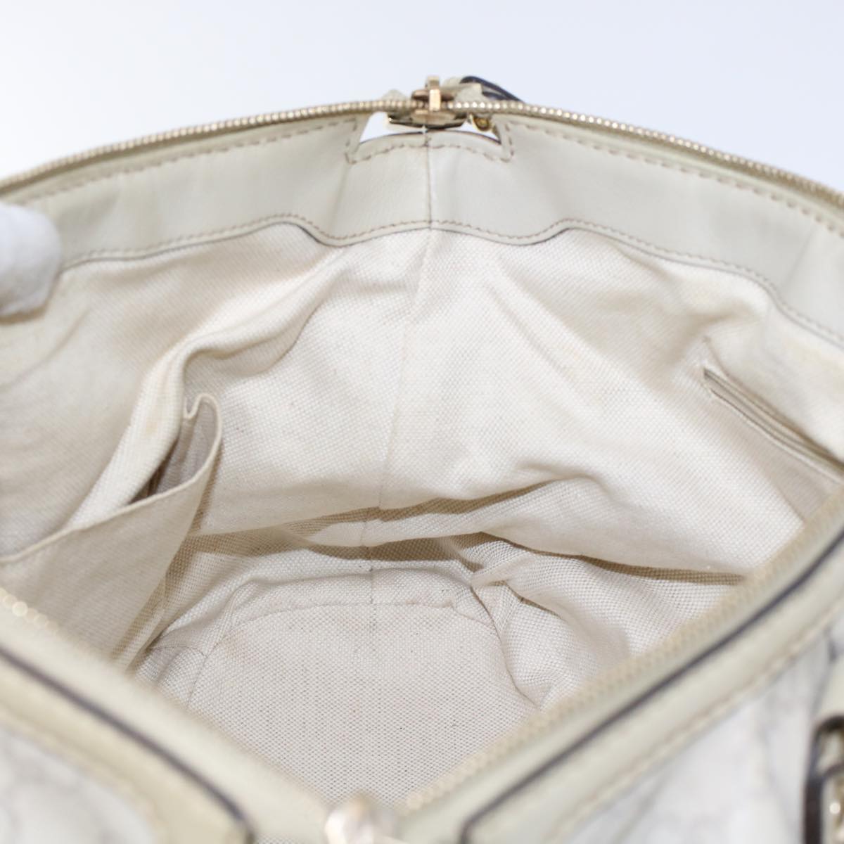 GUCCI GG Canvas Guccissima Sukey Hand Bag 2way White 247902 tb782