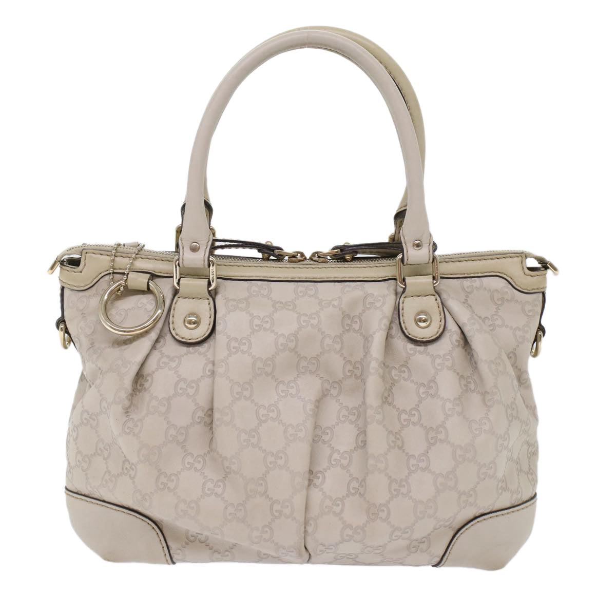 GUCCI GG Canvas Guccissima Sukey Hand Bag 2way White 247902 tb782