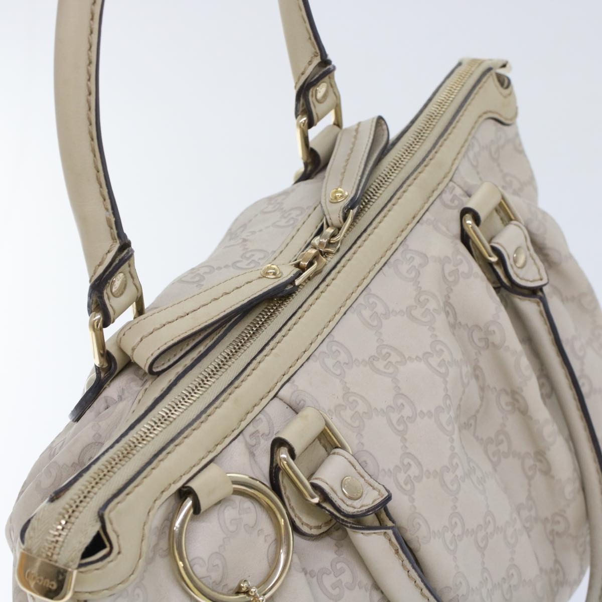 GUCCI GG Canvas Guccissima Sukey Hand Bag 2way White 247902 tb782
