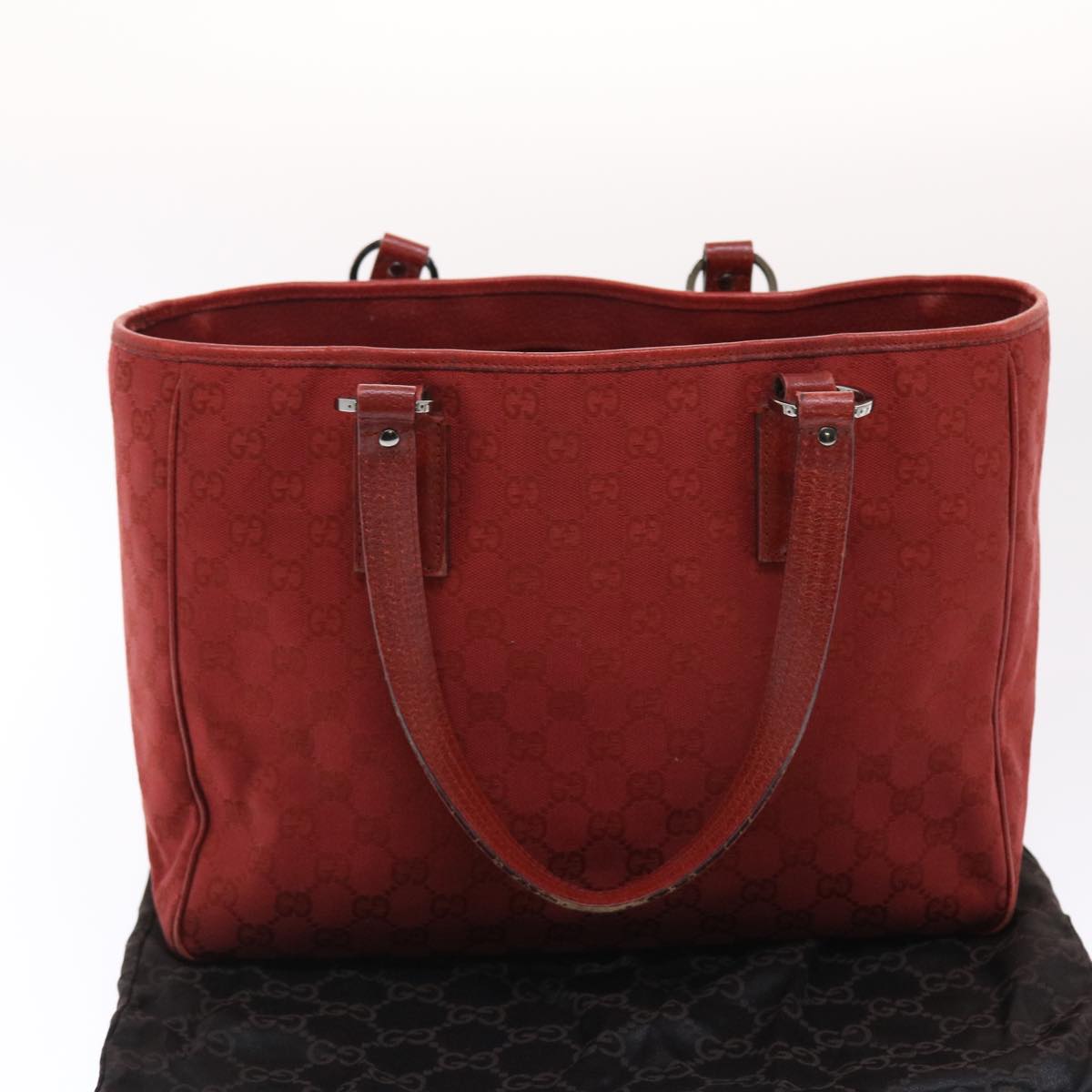 GUCCI GG Canvas Tote Bag Red 113017 tb802