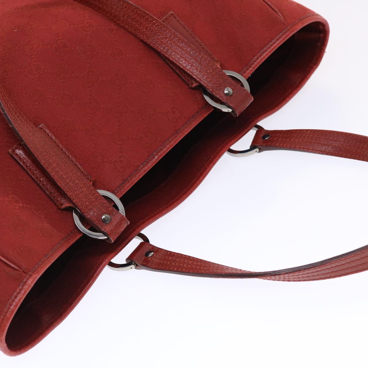 GUCCI GG Canvas Tote Bag Red 113017 tb802