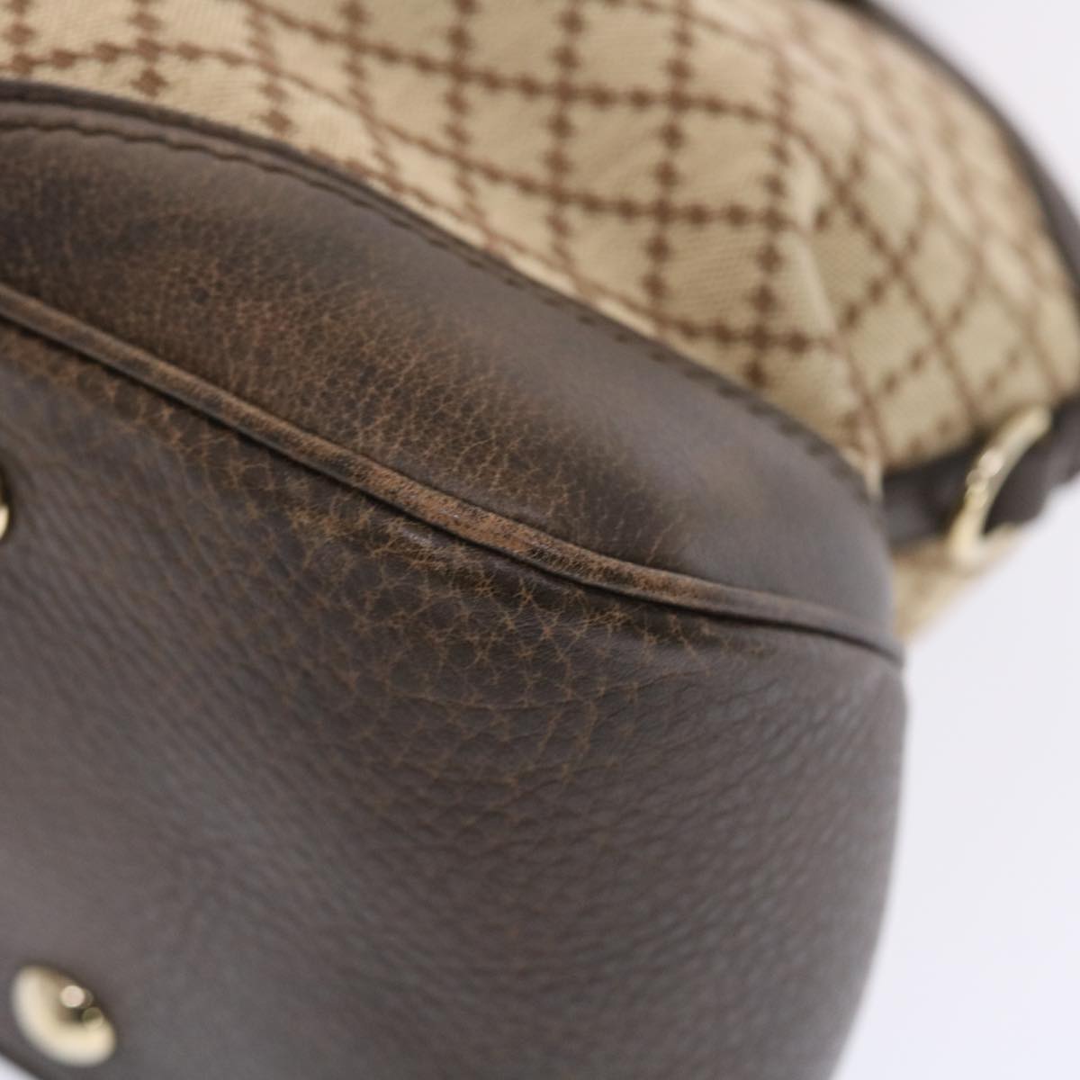 GUCCI Diamante Hand Bag Canvas Leather 2way Brown Beige 247286 tb817