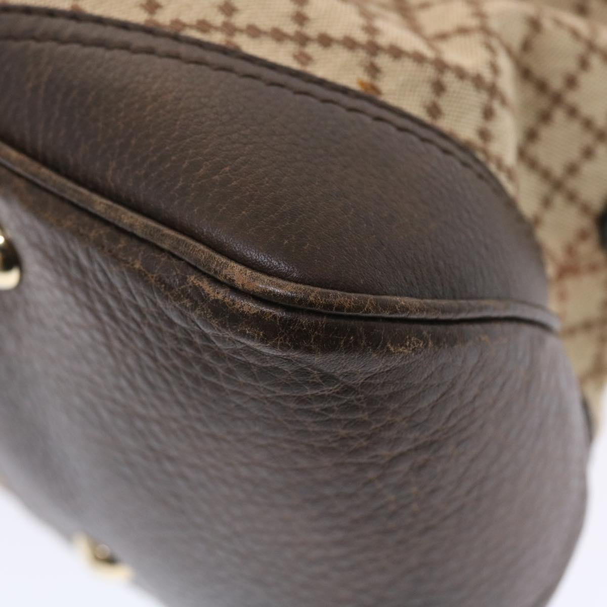 GUCCI Diamante Hand Bag Canvas Leather 2way Brown Beige 247286 tb817