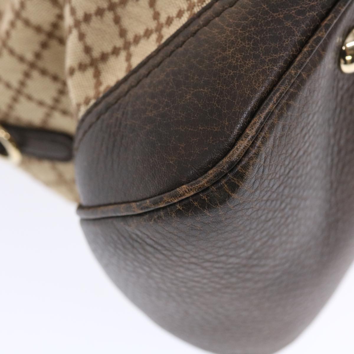 GUCCI Diamante Hand Bag Canvas Leather 2way Brown Beige 247286 tb817