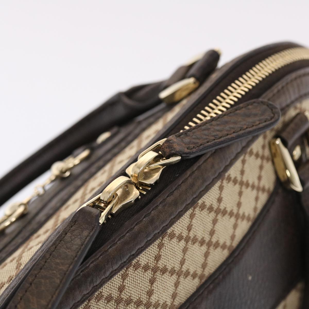 GUCCI Diamante Hand Bag Canvas Leather 2way Brown Beige 247286 tb817