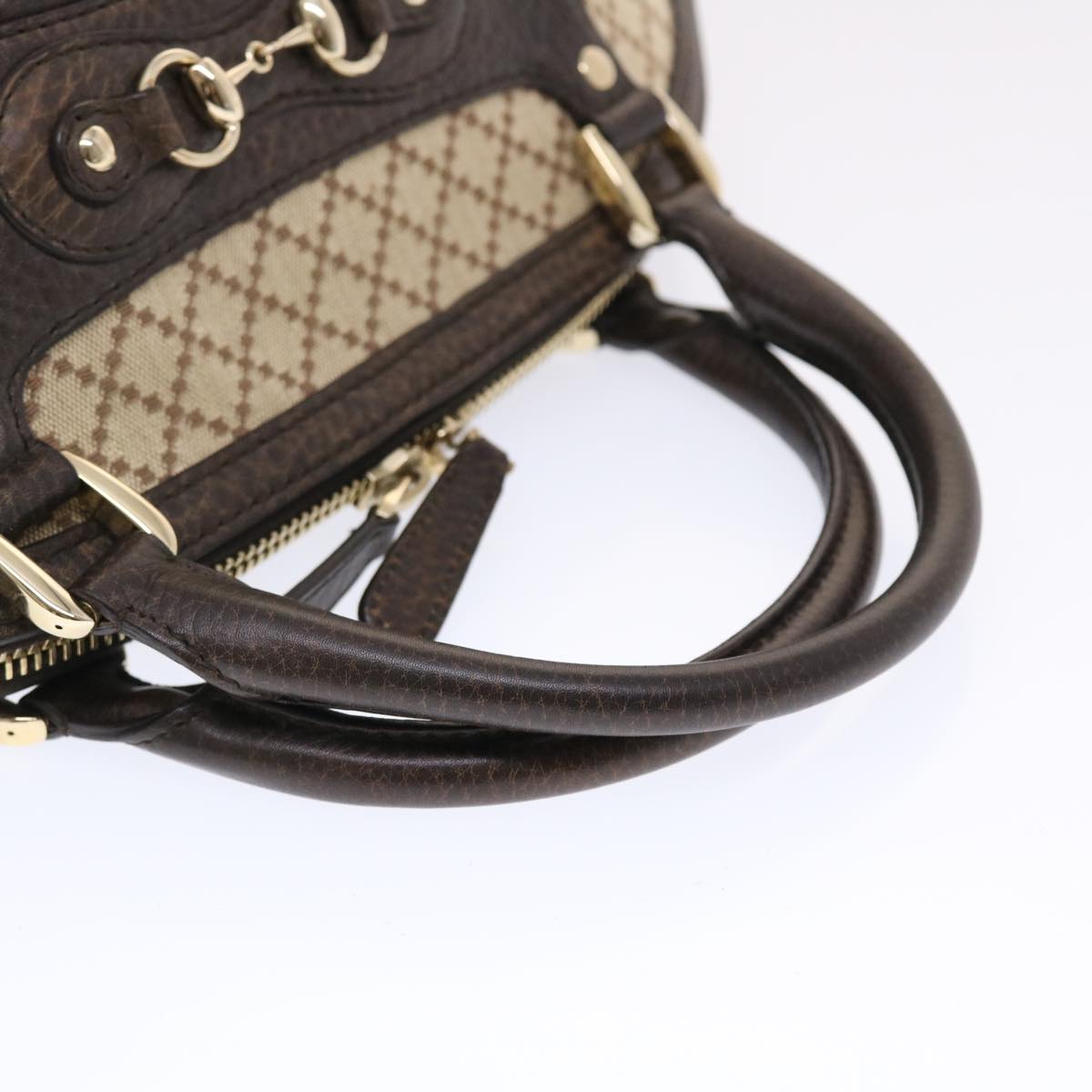 GUCCI Diamante Hand Bag Canvas Leather 2way Brown Beige 247286 tb817