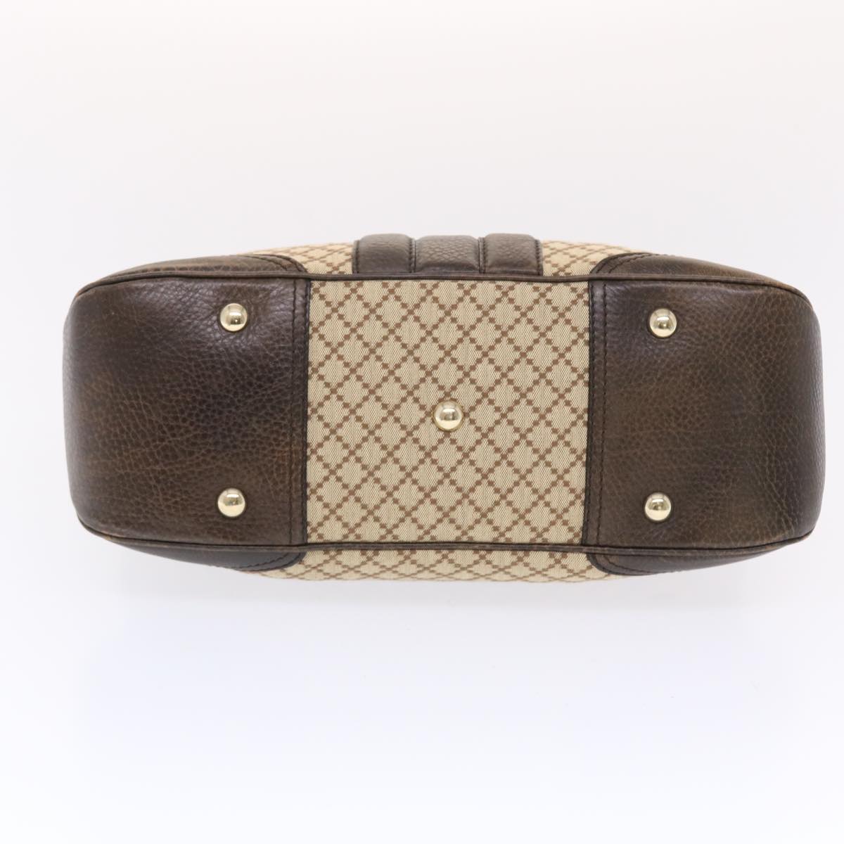 GUCCI Diamante Hand Bag Canvas Leather 2way Brown Beige 247286 tb817