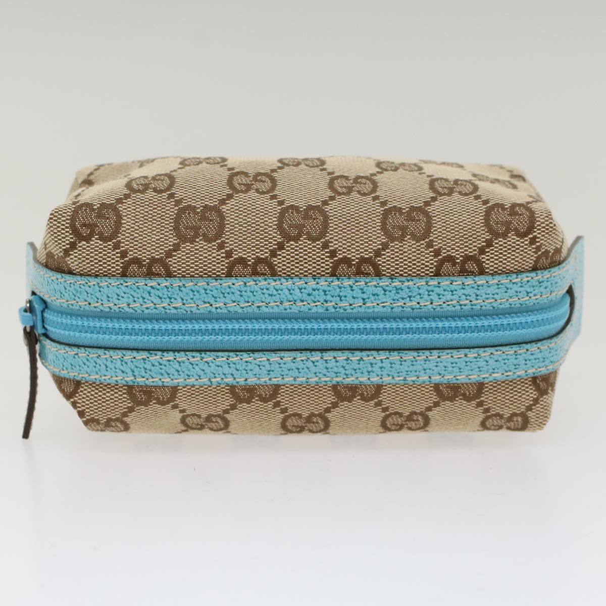 GUCCI GG Canvas Pouch Beige Light Blue 29596 tb831