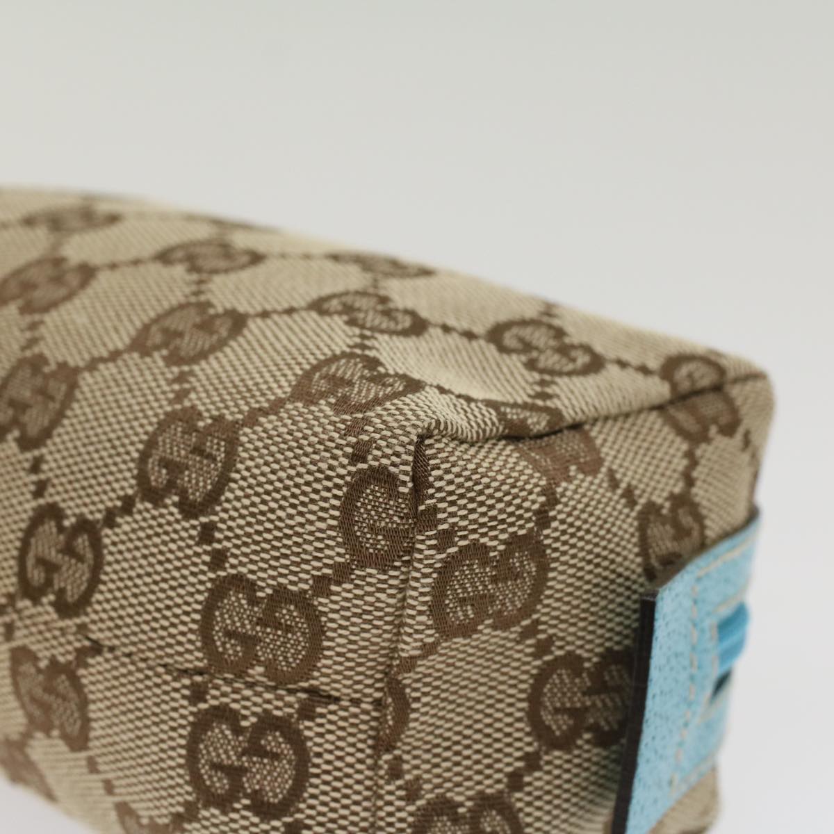 GUCCI GG Canvas Pouch Beige Light Blue 29596 tb831