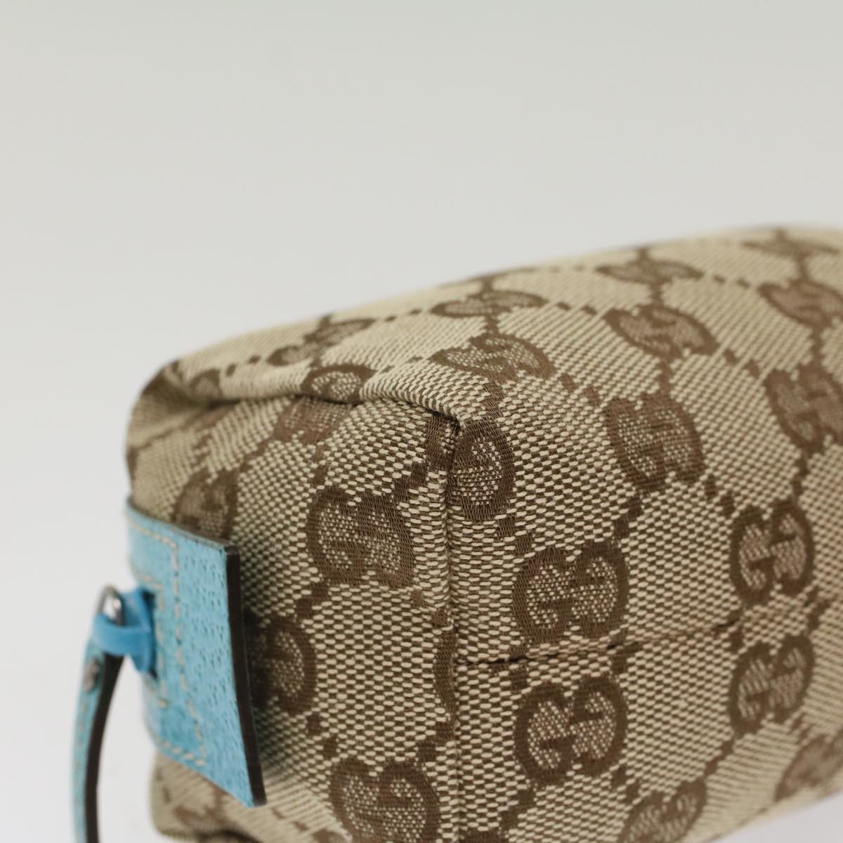 GUCCI GG Canvas Pouch Beige Light Blue 29596 tb831