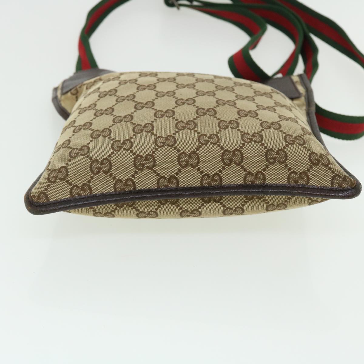 GUCCI GG Canvas Web Sherry Line Shoulder Bag Leather Beige Red 27639 tb860