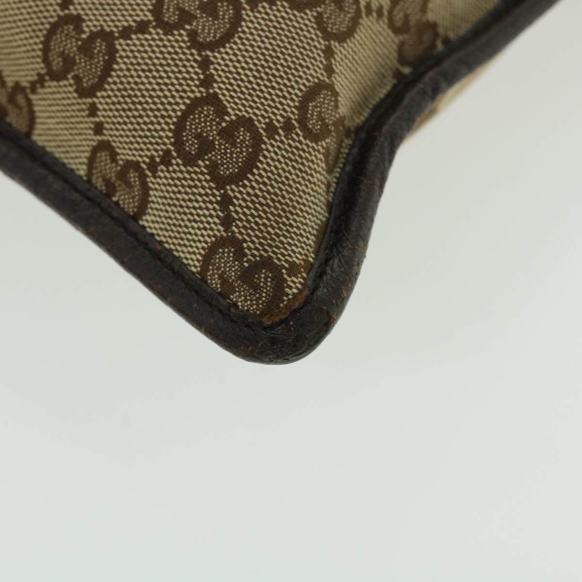 GUCCI GG Canvas Web Sherry Line Shoulder Bag Leather Beige Red 27639 tb860