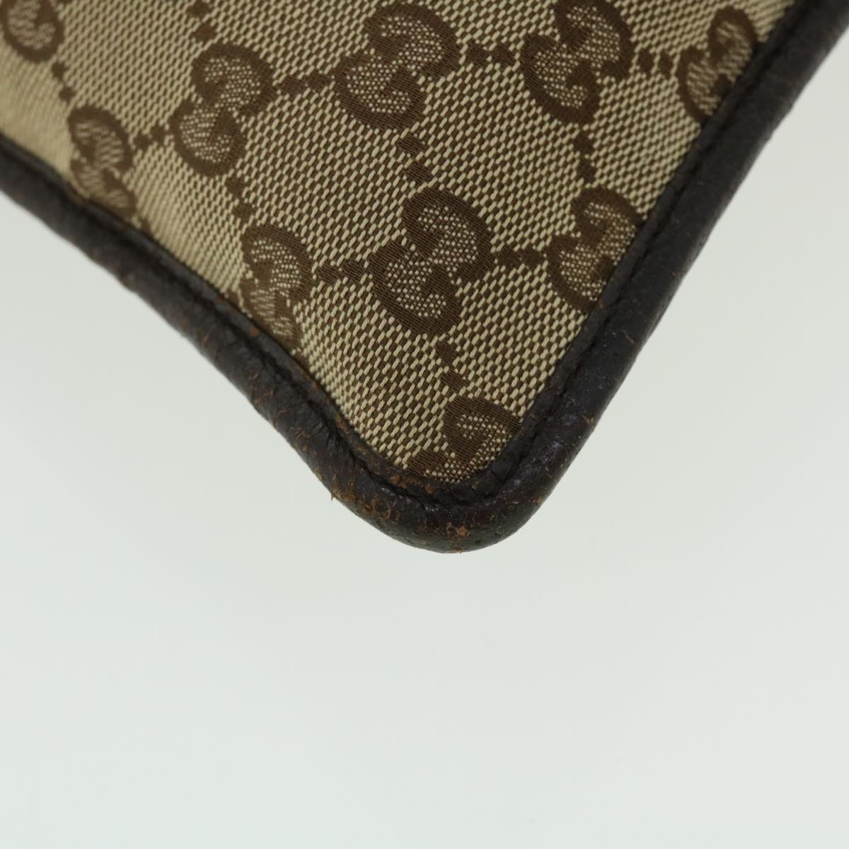 GUCCI GG Canvas Web Sherry Line Shoulder Bag Leather Beige Red 27639 tb860
