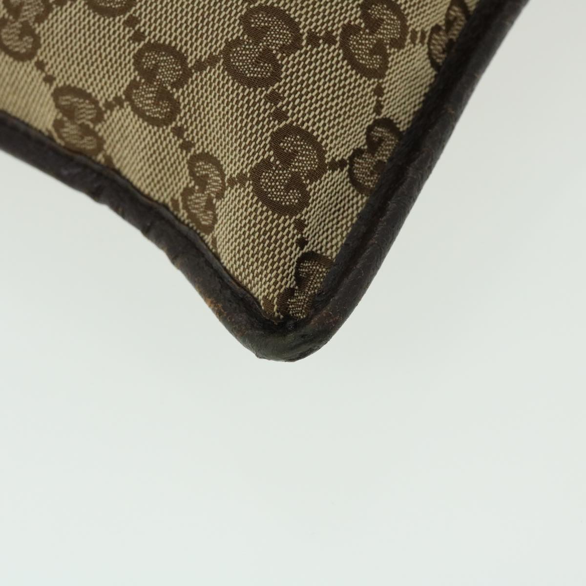 GUCCI GG Canvas Web Sherry Line Shoulder Bag Leather Beige Red 27639 tb860