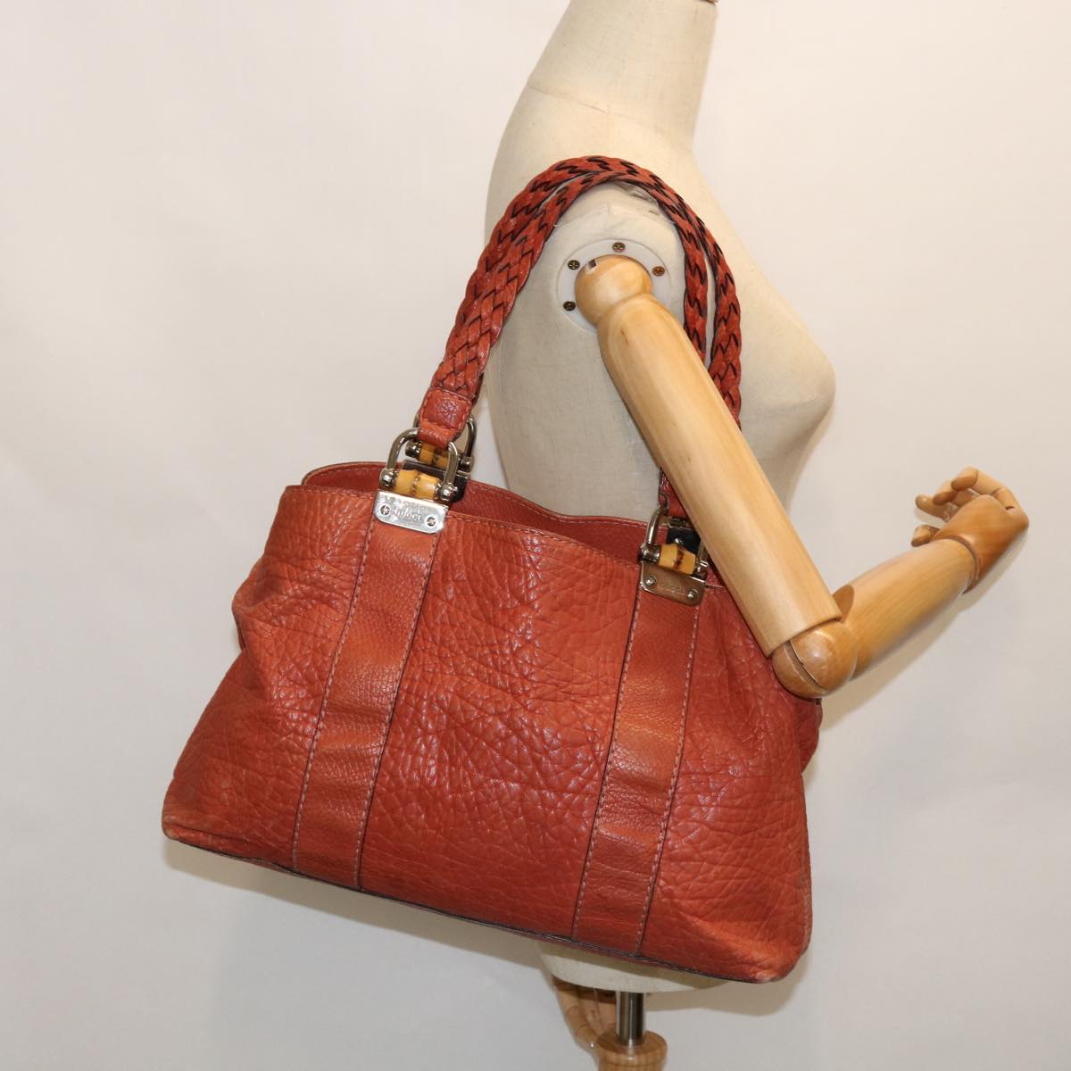 GUCCI Tote Bag Leather Orange 232947 tb893