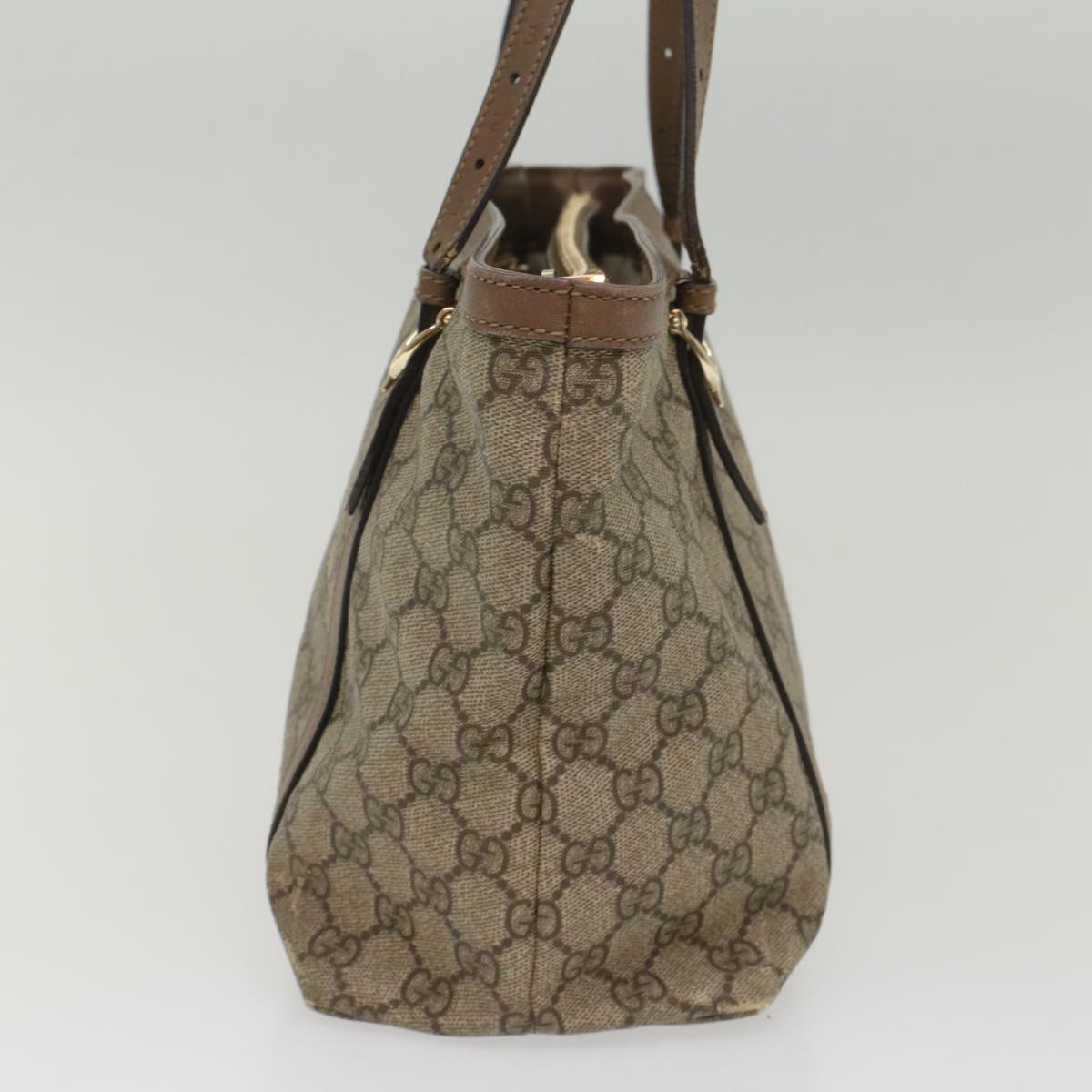 GUCCI GG Canvas Tote Bag PVC Leather Beige 336776 tb900