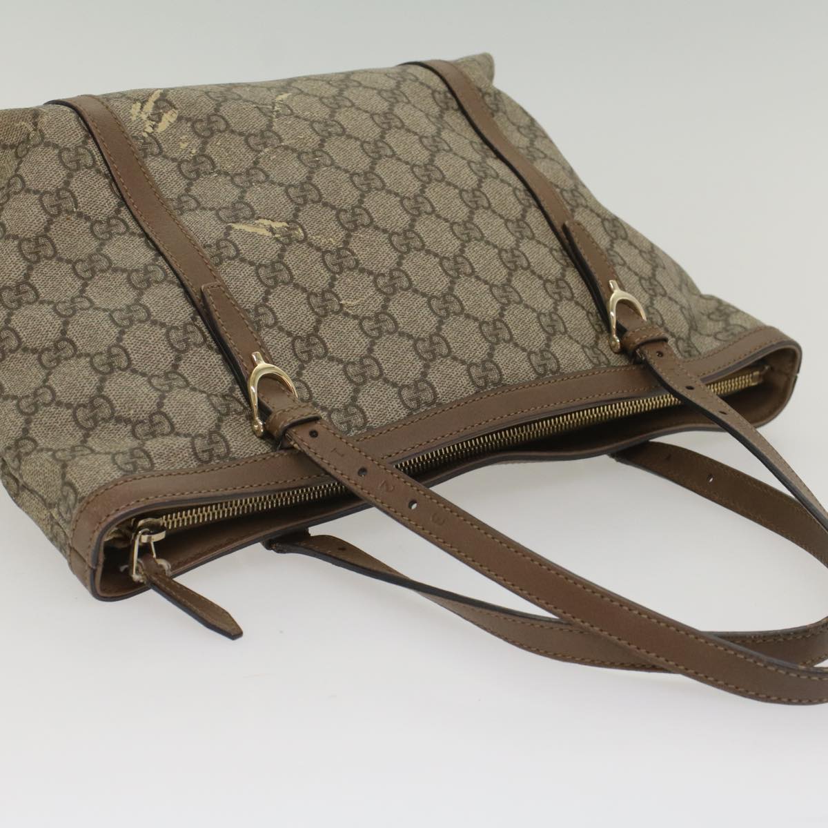 GUCCI GG Canvas Tote Bag PVC Leather Beige 336776 tb900