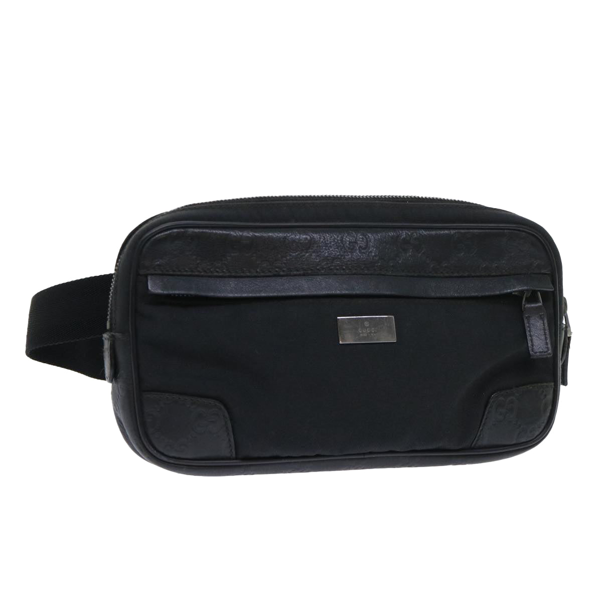 GUCCI Guccissima Waist bag Nylon Leather Black 162417 tb905